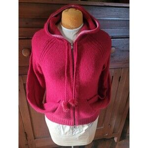 Express Woman's Red Zip Sweater Jacket Sz LG Merino Wool, Angora Rabbit Hair.
